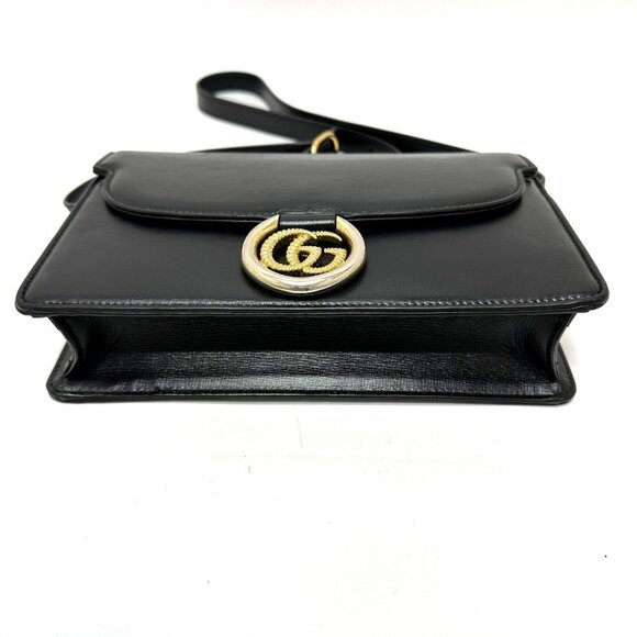 GUCCI Black Leather GG Marmont Shoulder Bag - Picture 3 of 16